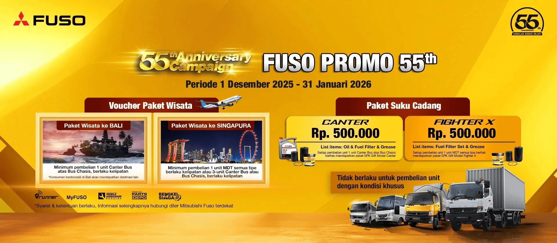 Promo Sardana Terbaru Januari 2026. 55th Anniversary Campaign, FUSO Promo 55th - Promo Mitsubishi FUSO (Truk Mitsubishi) Bulan Januari 2026